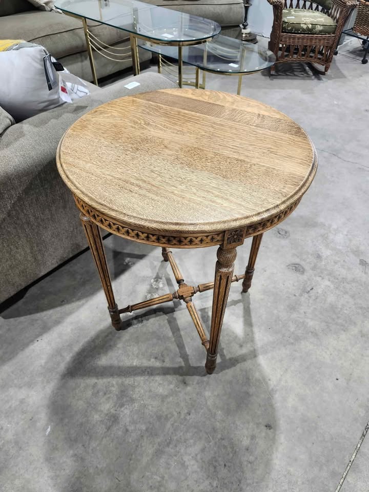 Vintage Wooden Round Side Table