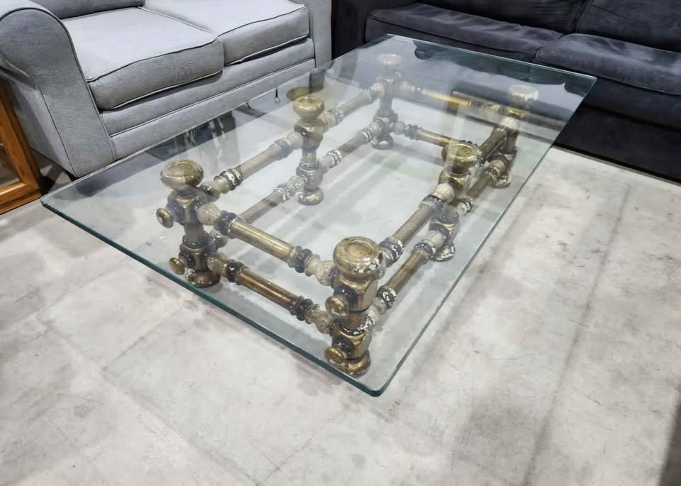 Large 1970s Italian Bobbin Glass Coffee Table