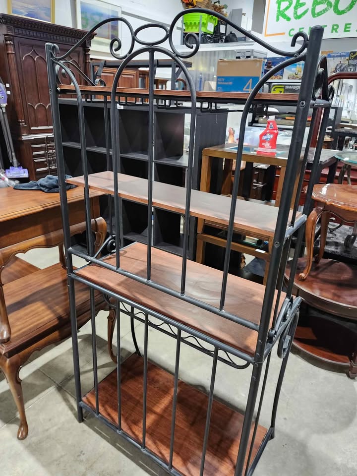 Large Wrought Iron/Wooden Bakers/Wine Rack