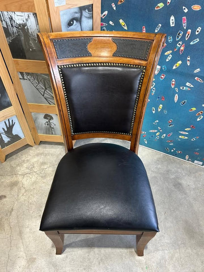 Vintage Wooden/Faux Leather Chair - 5 Available