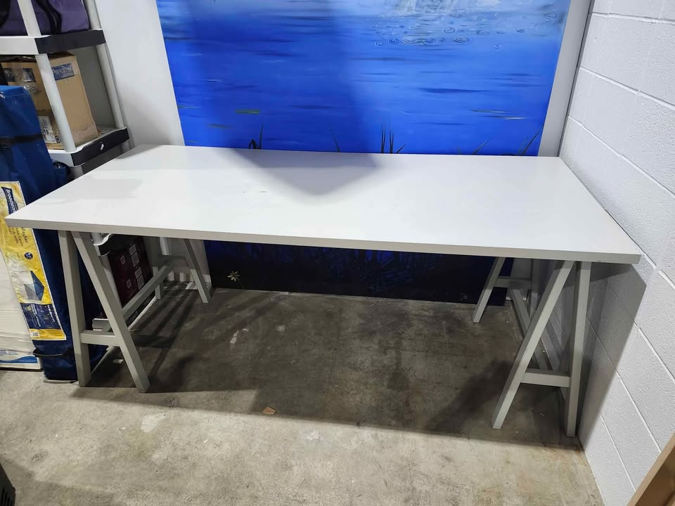 Large White Trestle Table