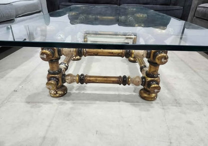 Large 1970s Italian Bobbin Glass Coffee Table