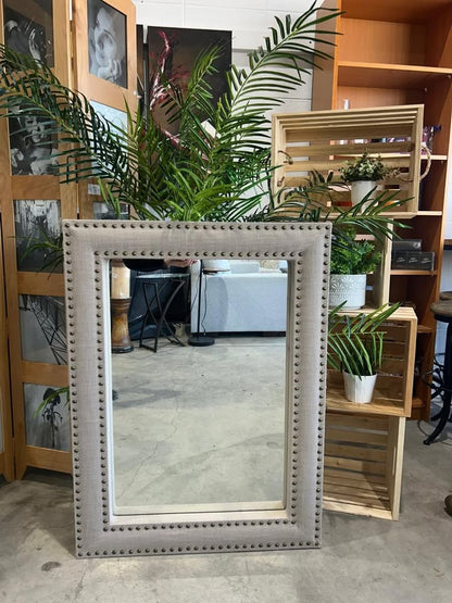 Upholstered Grey West Elm Wall Mirror