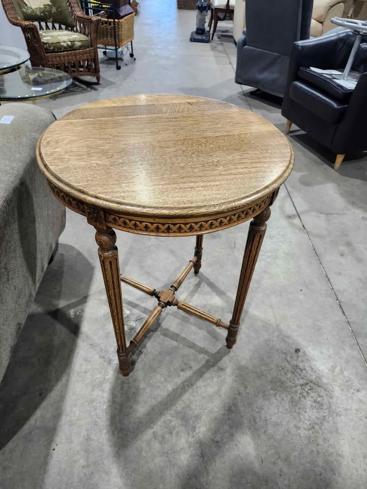 Vintage Wooden Round Side Table