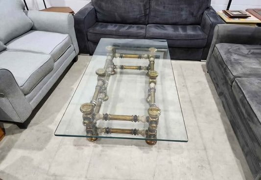 Large 1970s Italian Bobbin Glass Coffee Table