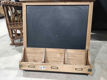 Rustic Burnt Wood Wall-Mounted Entryway Organizer with Chalkboard & Key Hooks - 2 Available