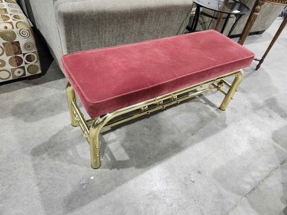 Vintage Padded Velvet/Gold Entryway Bench