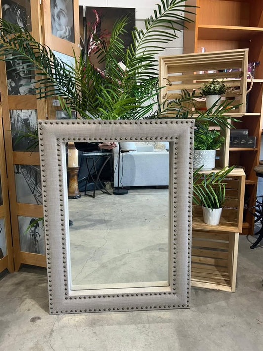 Upholstered Grey West Elm Wall Mirror