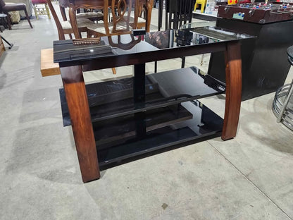 Glass/Wood 3-Tier TV Stand
