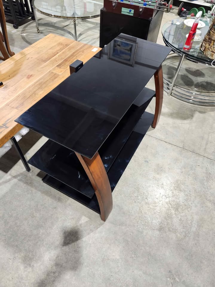 Glass/Wood 3-Tier TV Stand