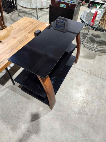 Glass/Wood 3-Tier TV Stand