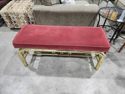 Vintage Padded Velvet/Gold Entryway Bench