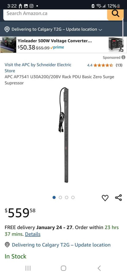 APC AP7541 U30A200/208V Rack PDU 24 Outlet Basic Zero Surge Supressor