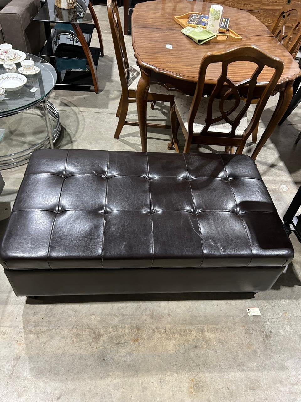 Large Faux Leather Large Storage Ottoman