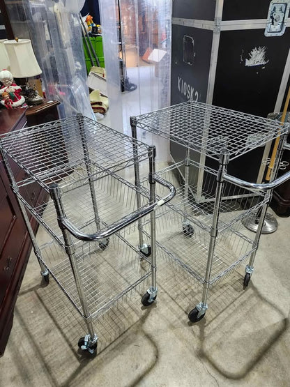 Stainless Steel Rolling Wire Carts - 2 Available