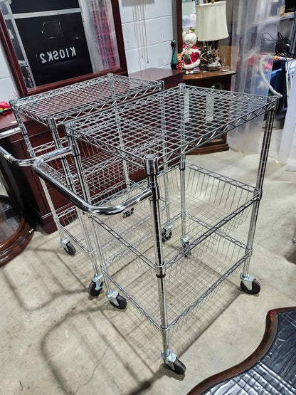 Stainless Steel Rolling Wire Carts - 2 Available