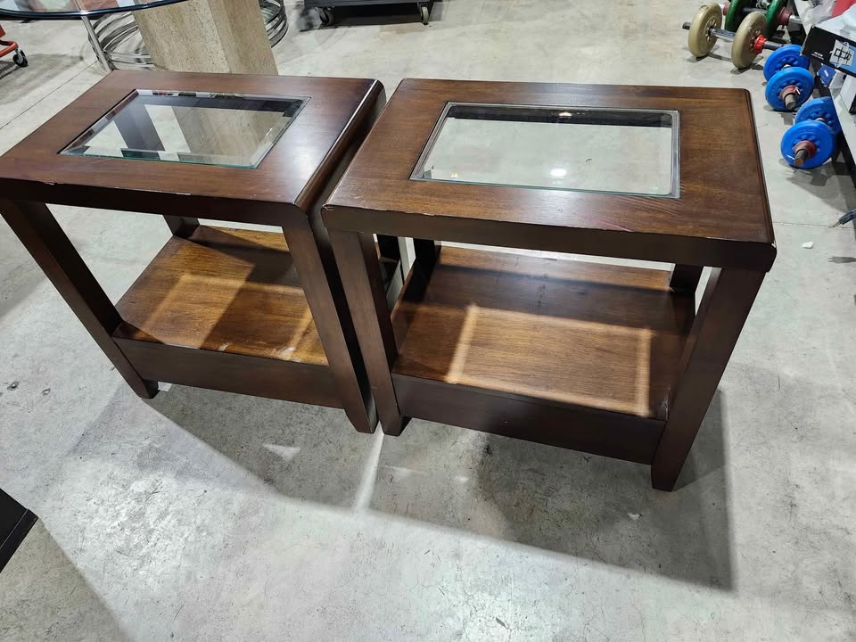 Rustique Inc. Beveled Glass End/Side Tables - 2 Available
