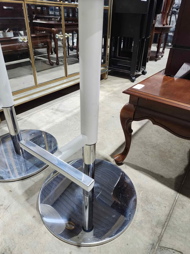 Ikea JANINGE White/Chrome Bar Stools - 2 Available