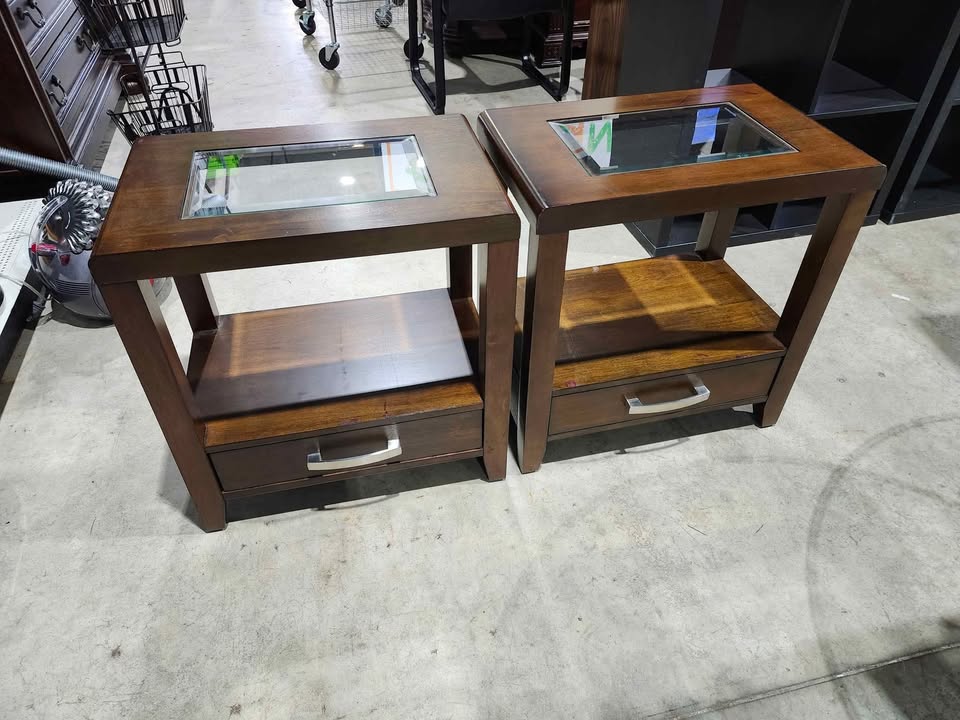 Rustique Inc. Beveled Glass End/Side Tables - 2 Available