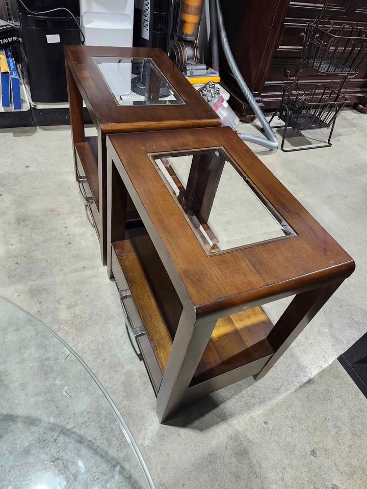 Rustique Inc. Beveled Glass End/Side Tables - 2 Available