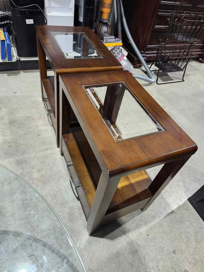 Rustique Inc. Beveled Glass End/Side Tables - 2 Available