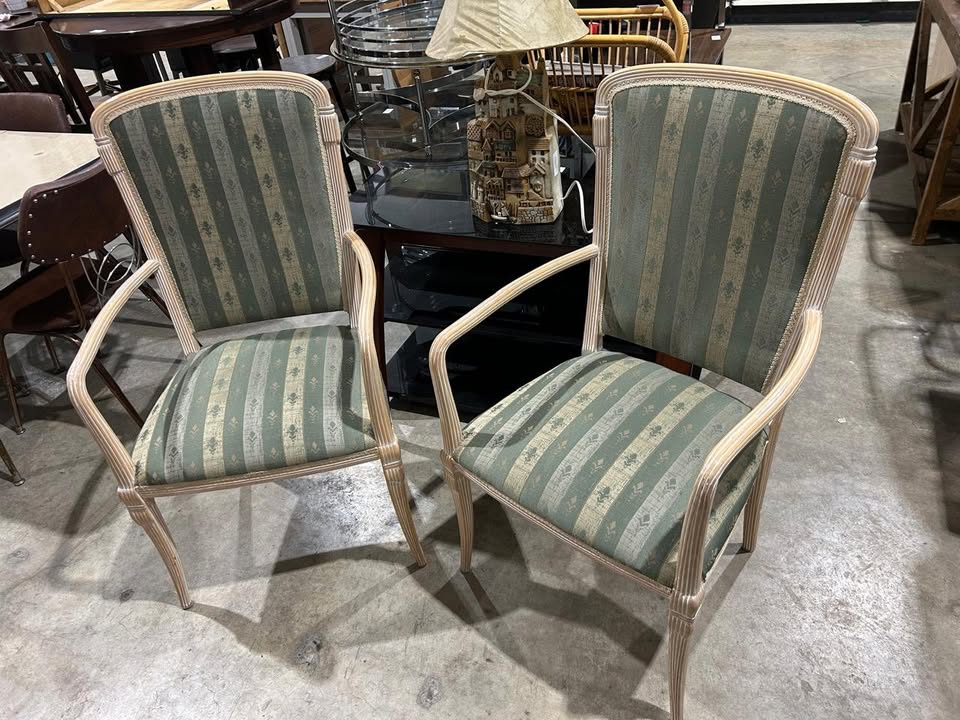 Vintage Upholstered Arm Chairs - 2 Available