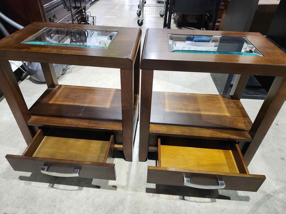Rustique Inc. Beveled Glass End/Side Tables - 2 Available