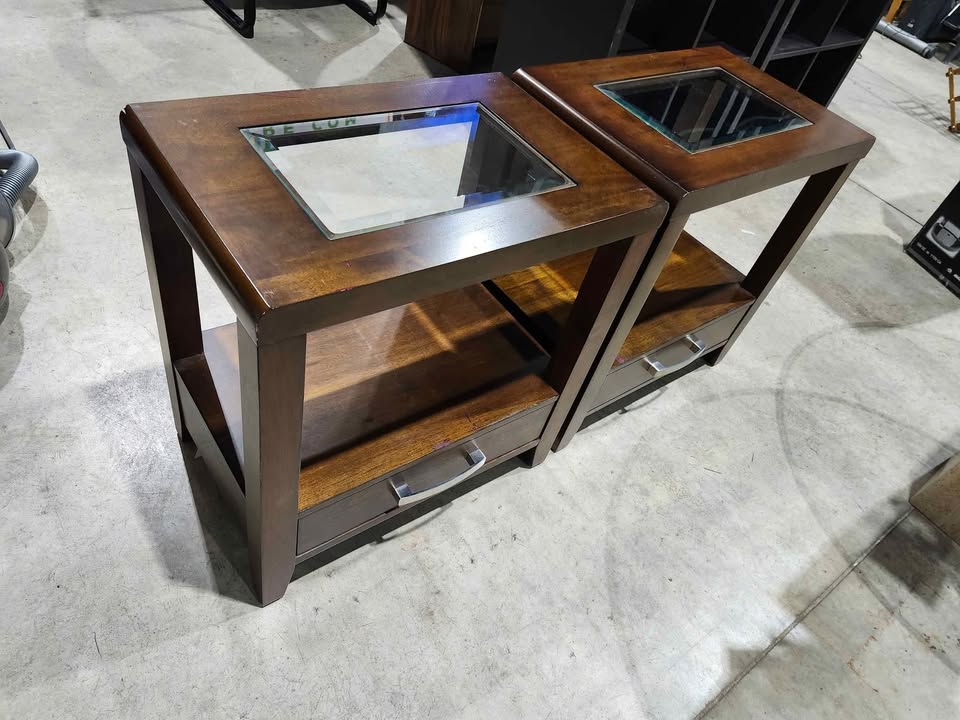 Rustique Inc. Beveled Glass End/Side Tables - 2 Available