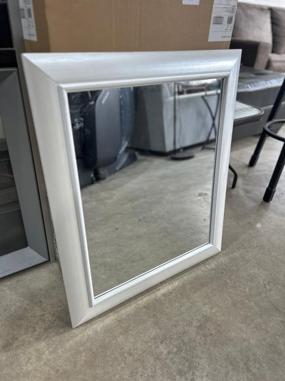 White Frame Square Mirror