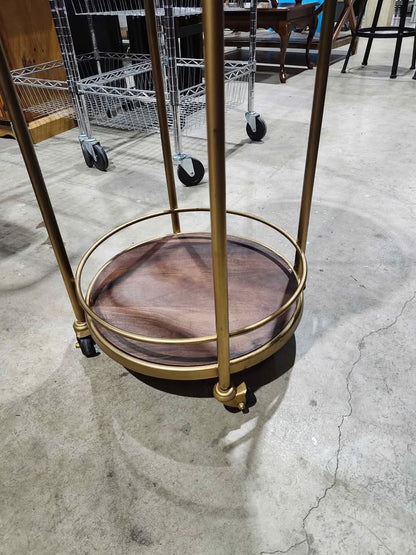 Round Marble/Gold 2-Tier Bar Cart