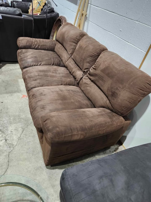 Brown Fabric/Velvet 3 Seater Sofa