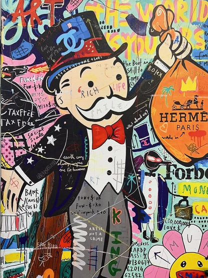 Banksy Street Grafitti - Monopoly - Large Canvas