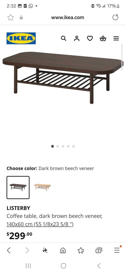 Ikea LISTERBY Dark Brown Coffee Table