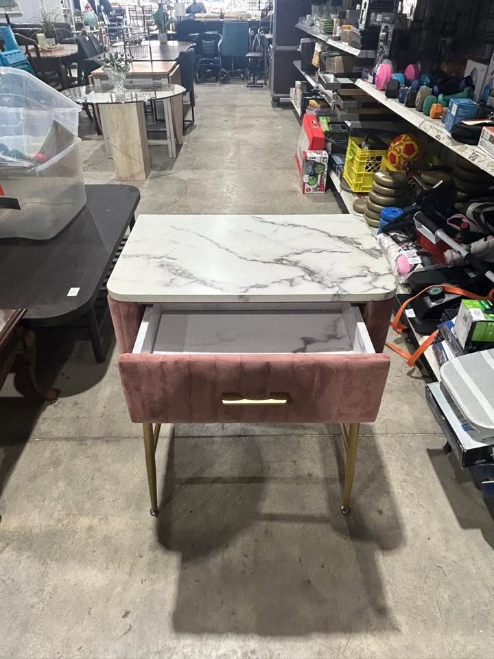 Pink Velvet Vanity - Faux Marble top