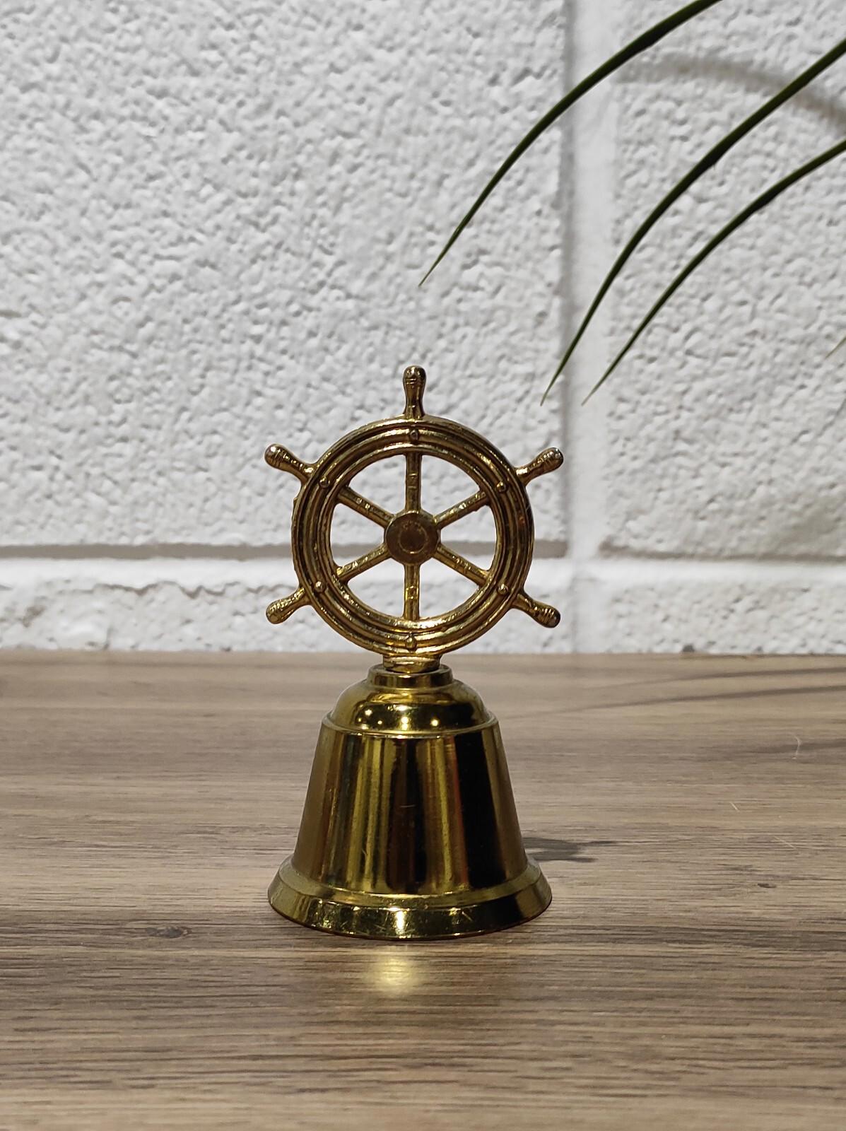 NAUTICAL CAPTAINS CALL SOLID BRASS SHIPS WHEEL TABLE BELL Made in England