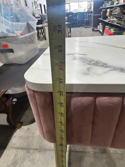 Pink Velvet Vanity - Faux Marble top
