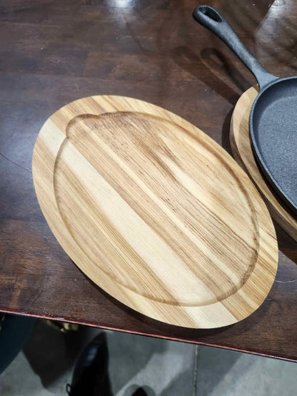 PC Cast Iron Serving Skillets with Wooden Base