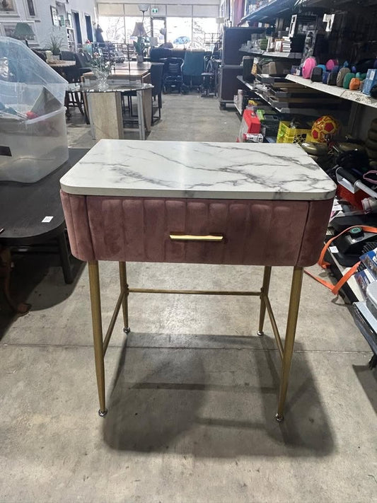 Pink Velvet Vanity - Faux Marble top