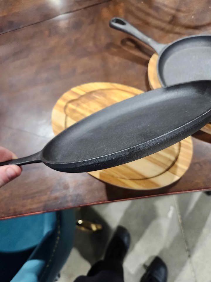 PC Cast Iron Serving Skillets with Wooden Base