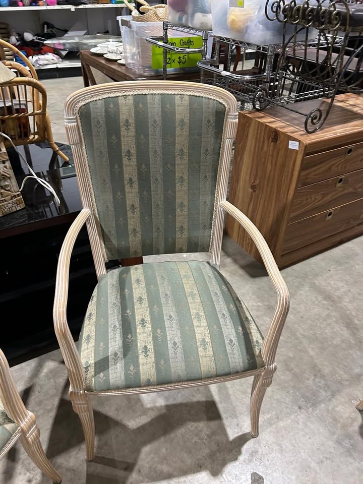 Vintage Upholstered Arm Chairs - 2 Available