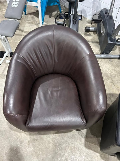 Italsofa Brown Leather Swivel Chair