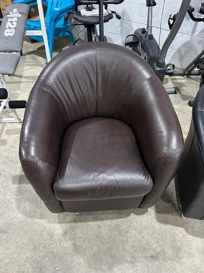 Italsofa Brown Leather Swivel Chair