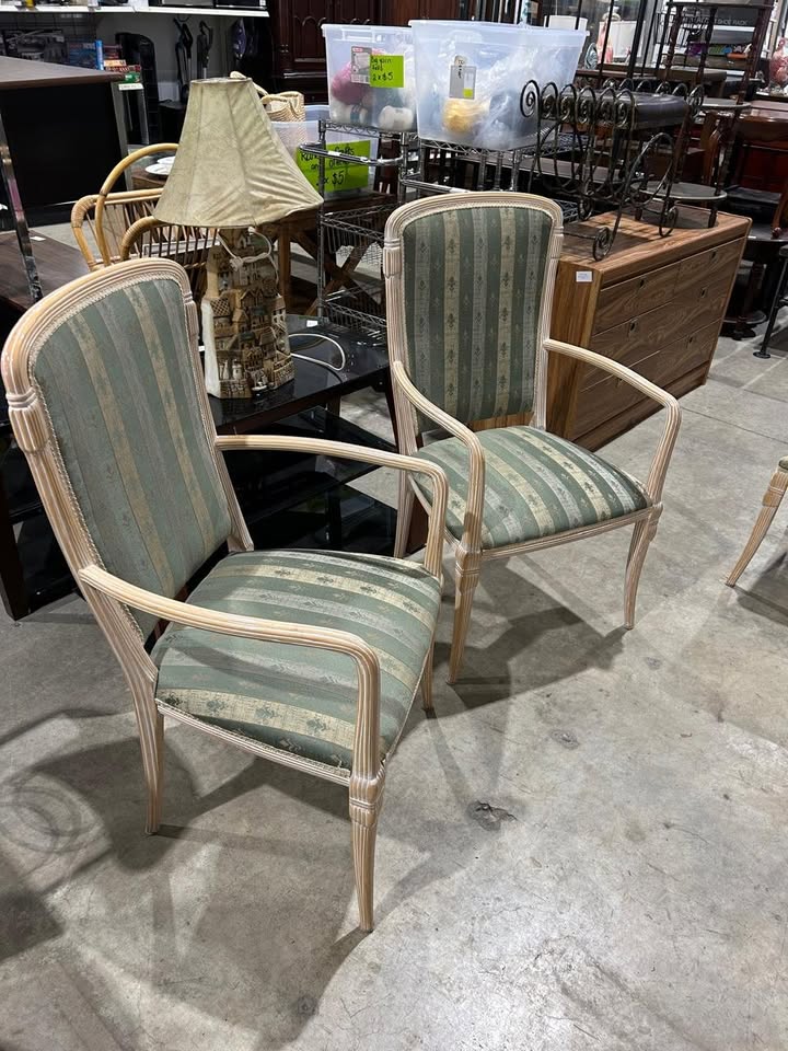 Vintage Upholstered Arm Chairs - 2 Available