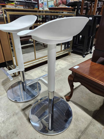Ikea JANINGE White/Chrome Bar Stools - 2 Available