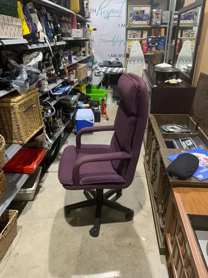 Deep Purple Upholstered Office Chair with High Back