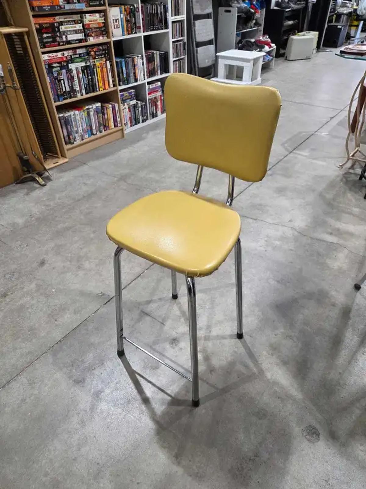 Vintage Chrome/Yellow Stool - 24"