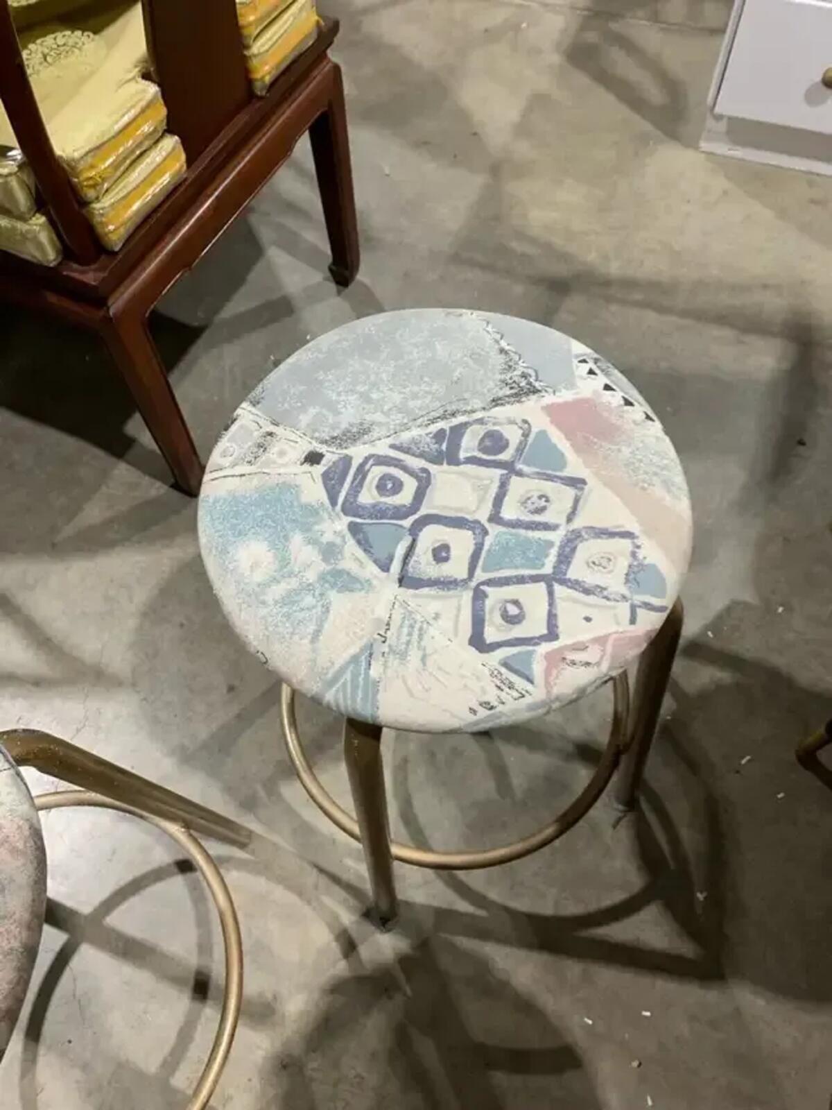 Vintage upholstered Stools -set of 2