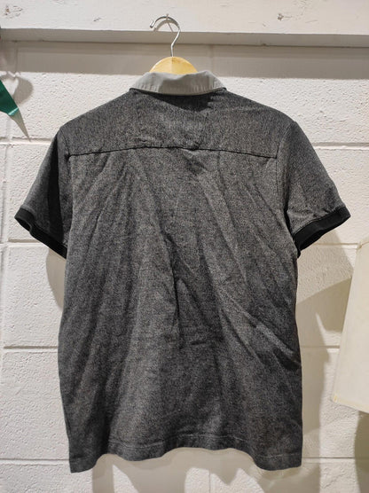 Calvin Klein Liquid Touch Polo Shirt Men's Size L Gray Micro Stripe Casual