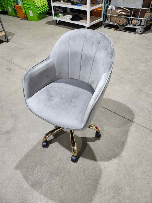 Grey/Gold Velvet Office Chair - 2 Available