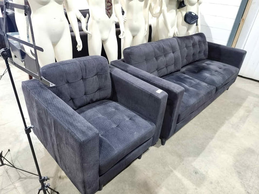 Anthena Polyester Sofa & Armchair - Charcoal (read description)